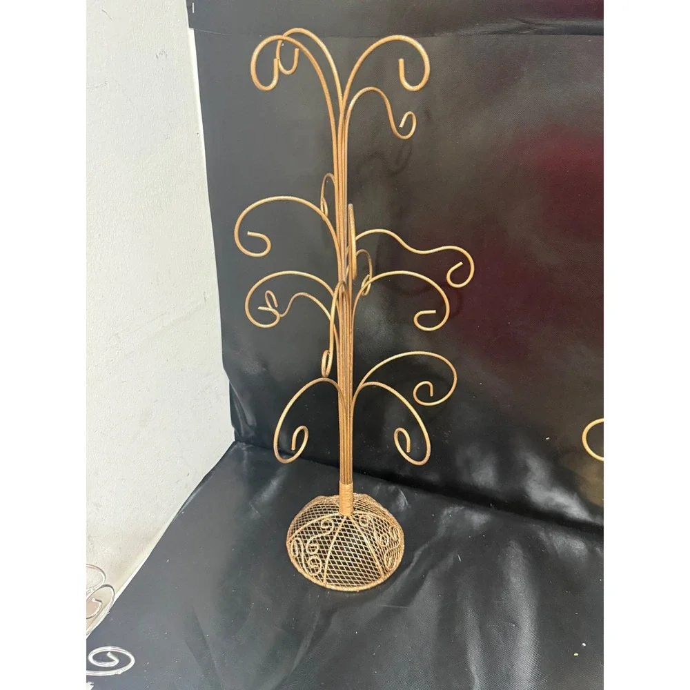 Vintage Gold Metal Scrollwork‎ Ornament Tree Display Stand 25 Inch Mesh Base